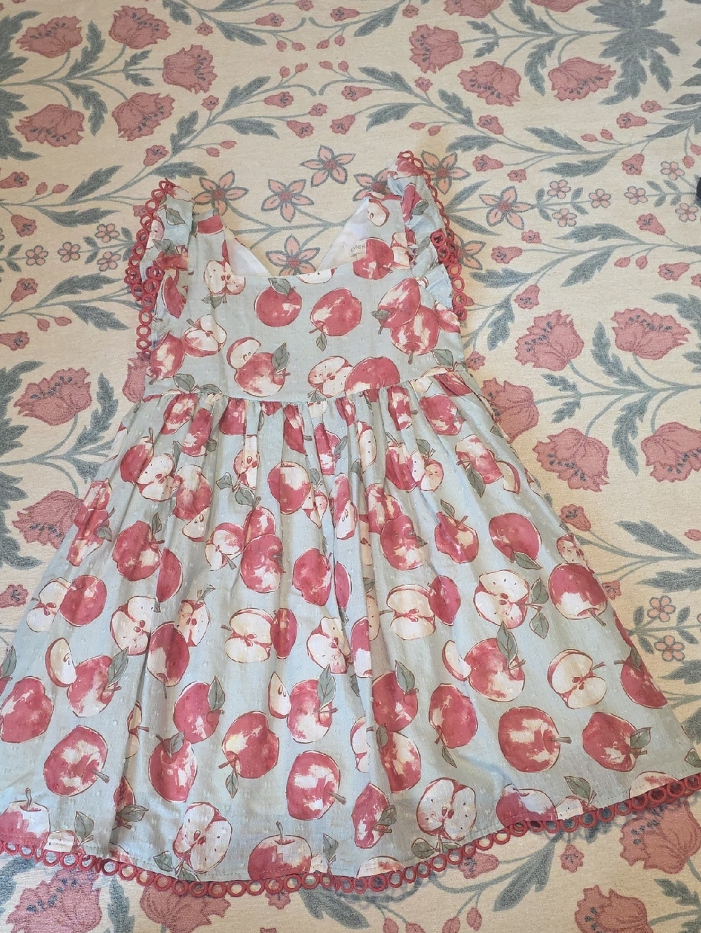 Cynthia Rowley Blue Dress with Pink Apple Print